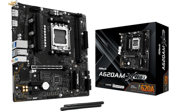 ASRock A620AM-X WIFI, µATX, AM5 AMD A620A, AM5, 2x DDR5, PCIe 4.0