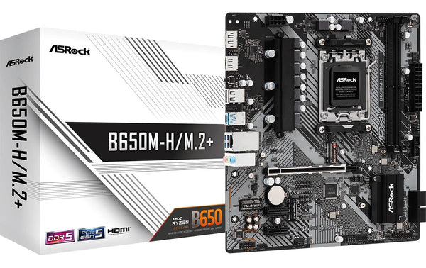 ASRock B650M-H/M.2+, µATX, AM5 AMD B650, AM5, 2x DDR5, PCIe 4.0