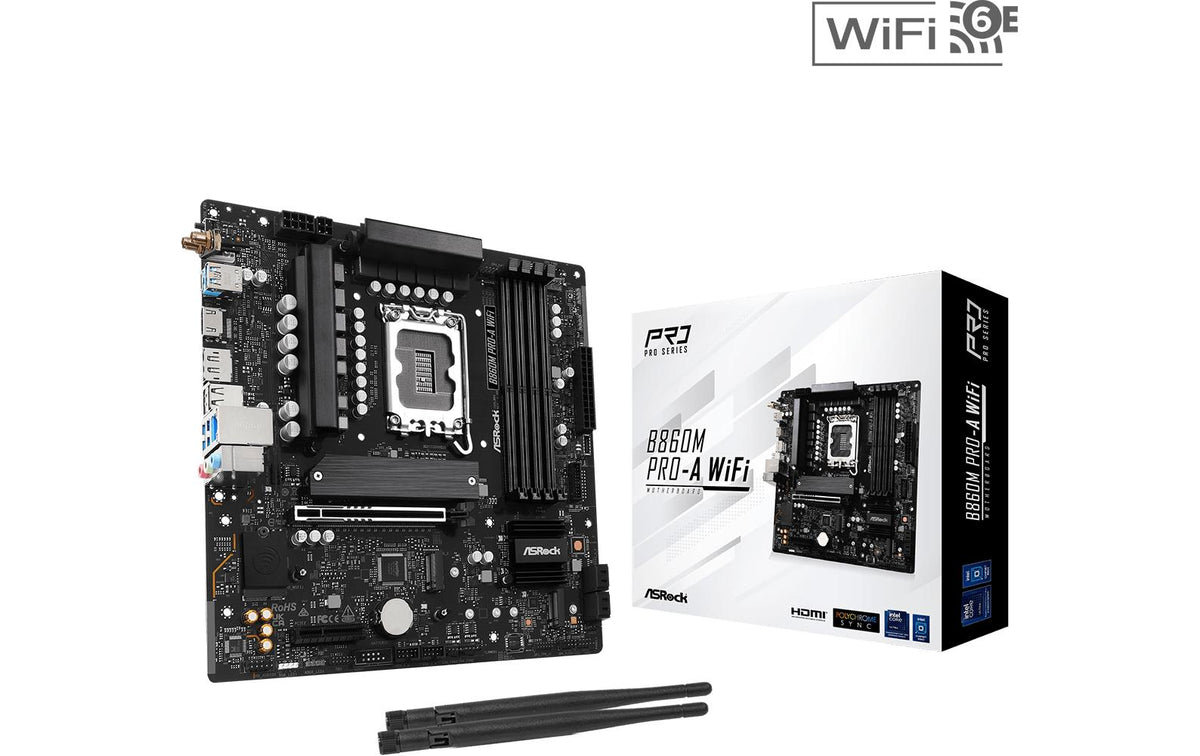 ASRock B860M PRO-A WIFI, mATX, LGA1851 Intel B860, LGA1851, 4x DDR5, PCIe 5.0