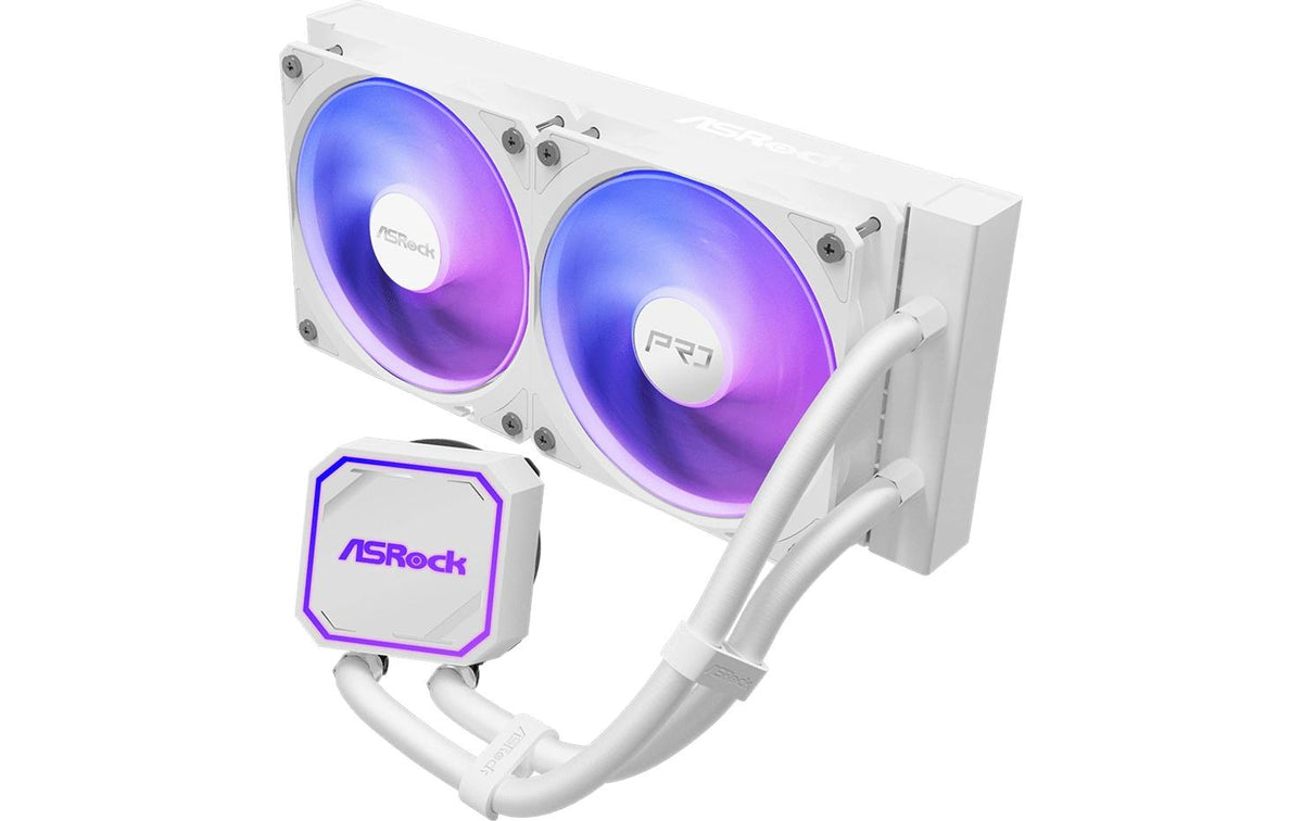 ASRock Pro White 240 ARGB Liquid CPU Cooler, 2x120mm ARGB