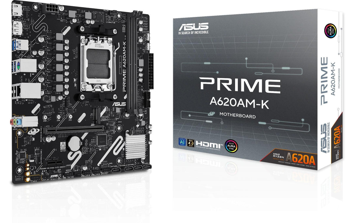 ASUS PRIME A620AM-K, mATX AM5, AMD A620A, 2x DDR5, PCIe 4.0