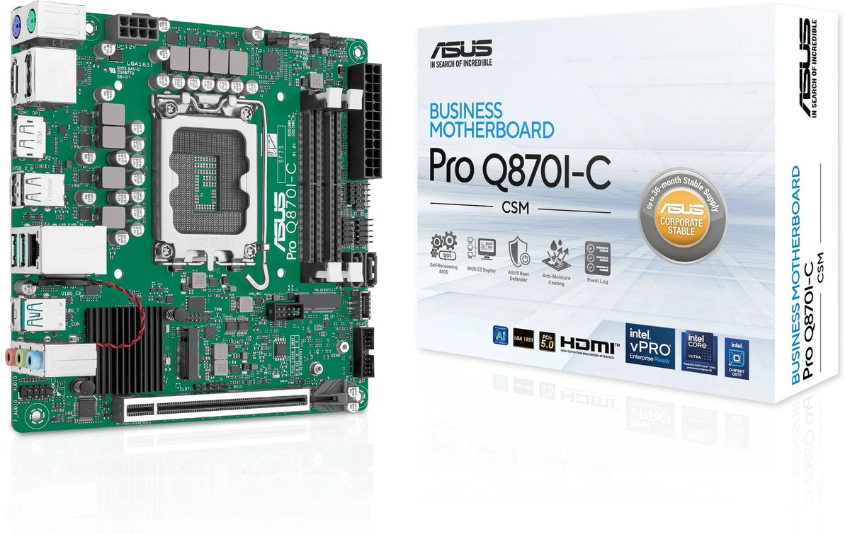 ASUS PRO Q870I-C-CSM, Mini-ITX, LGA1851 Intel Q870, 2x DDR5 SO-DIMM, PCIe 5.0