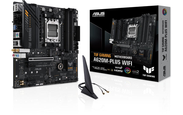 ASUS TUF GAMING A620M-PLUS WIFI, mATX, AM5 AMD A620, 4x DDR5, PCI-E 4.0