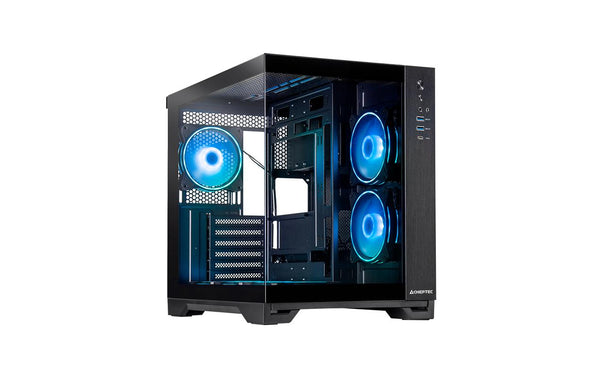 Chieftec mATX Gehäuse GM-30B-TG-OP, black 2x 2.5, 2x 3.5, Hartglas, RGB-Lüfter