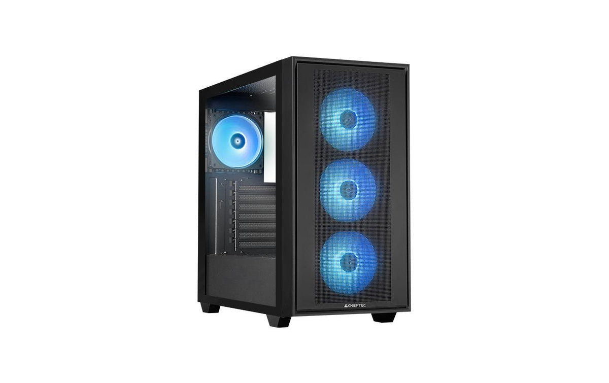 Chieftec Midi Tower GS-03B-OP, Schwarz o.NT 3x 2.5, 1x 3.5, 2x USB-A, 1x USB-C