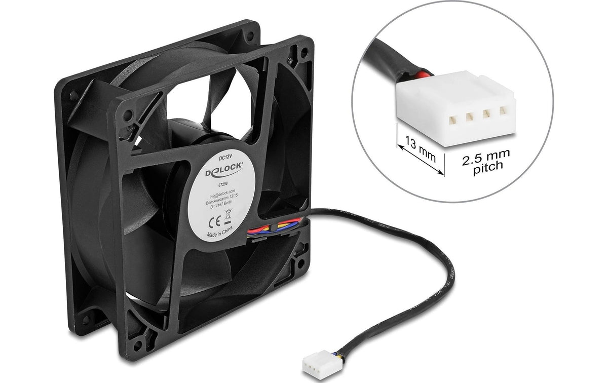 Delock Gehäuselüfter 120xx120x38mm, 12V Axiallüfter, schwarz, 12V DC