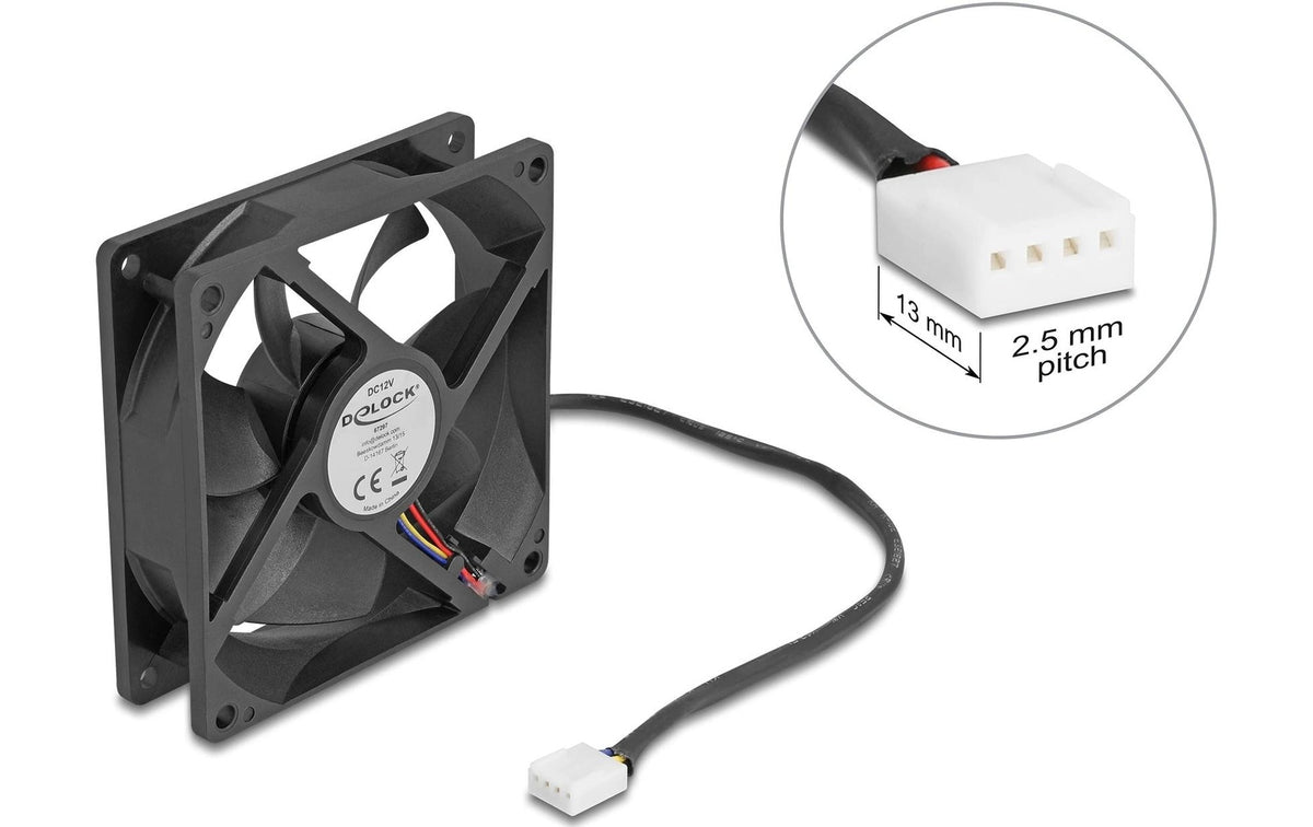 Delock Gehäuselüfter 92x92x25mm, 12V Axiallüfter, schwarz, 12V DC