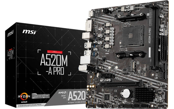MSI A520M-A PRO, AM4, mATX AMD A620, 2x DDR4, PCIe 3.0, HDMI, DVI
