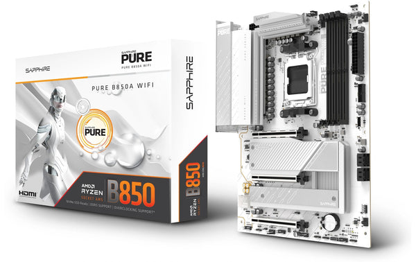 Sapphire PURE B850A WIFI7, ATX, AM5 AMD B850, 4x DDR5, PCIe 5.0, 2.5G, WIFI7