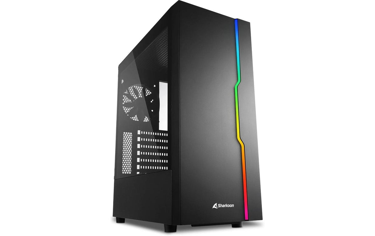 Sharkoon RGB Slider Black ATX, 1x U2, 2x U3, Tempered Glass, 1x 120
